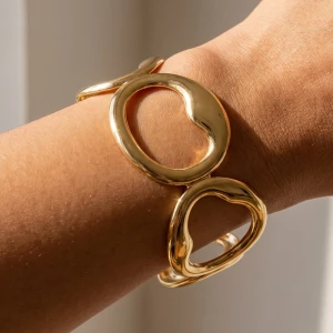 Polished Open Oval Link Cuff Bracelet
