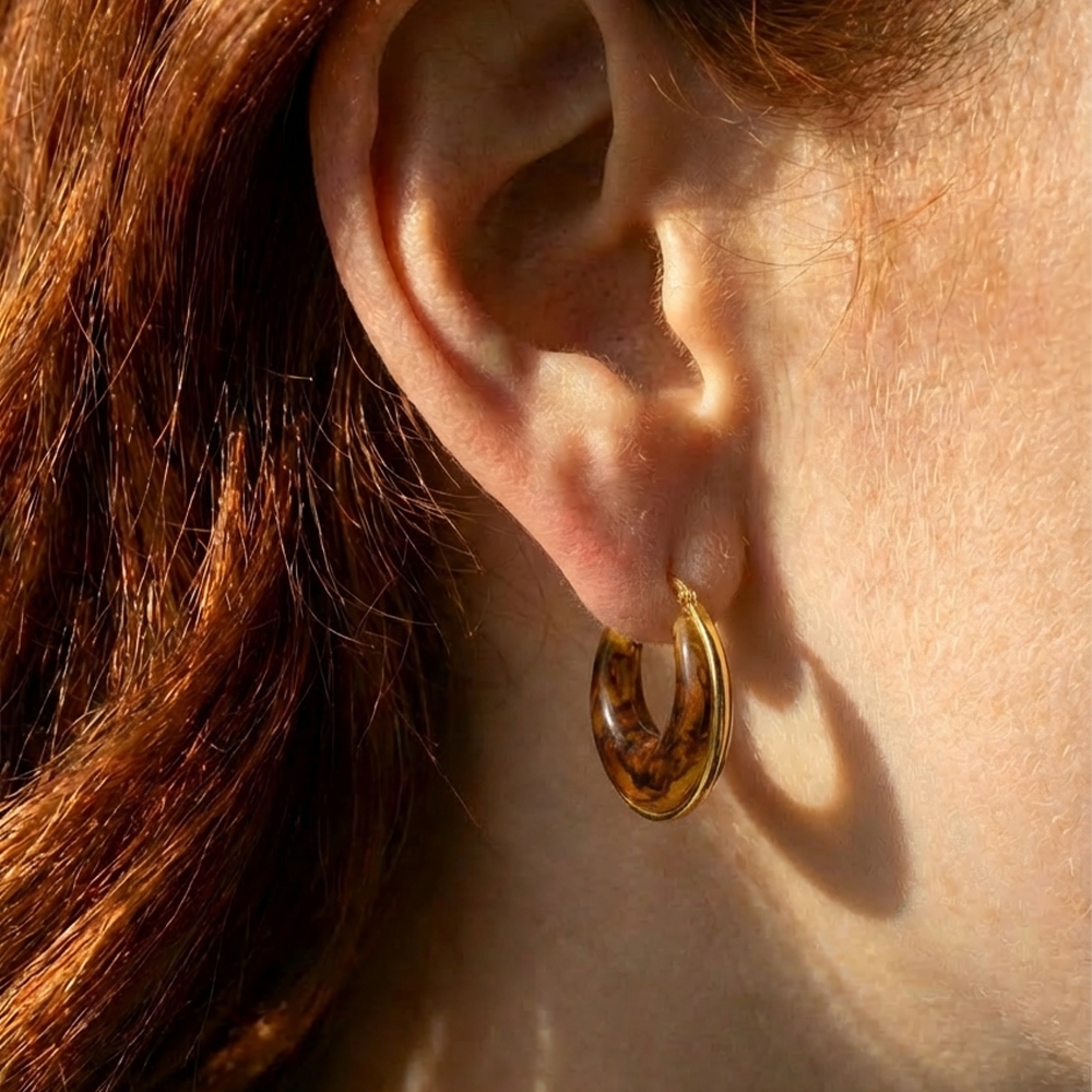 Stainless Steel Edge Graduated Acrylic Latch Hoop Earrings