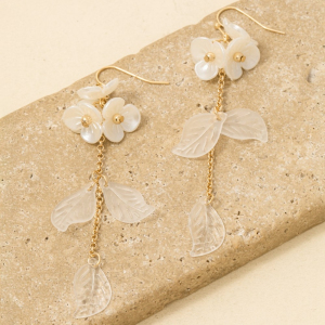 Flower And Leaves Chain Dangle Earrings