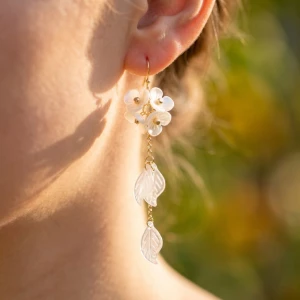 Flower And Leaves Chain Dangle Earrings