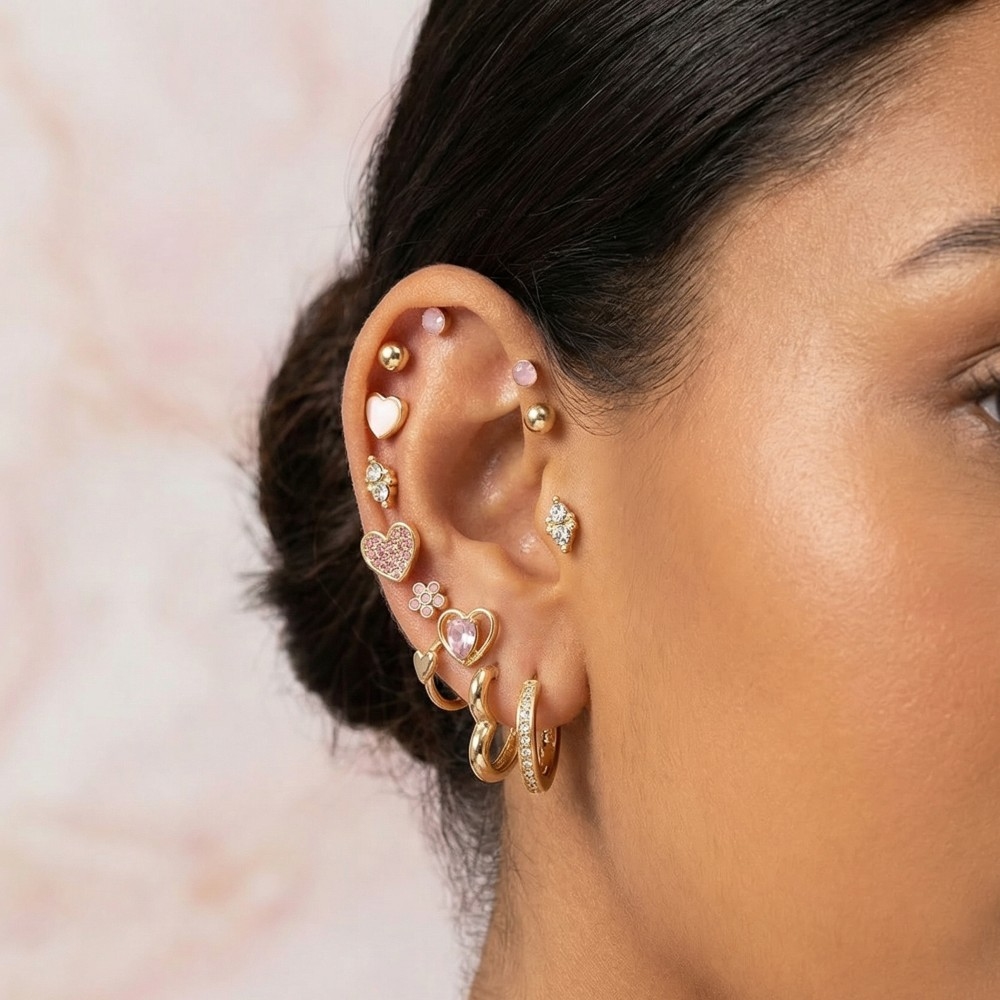 Ten Pair Assorted Mini Hearts Earrings Set