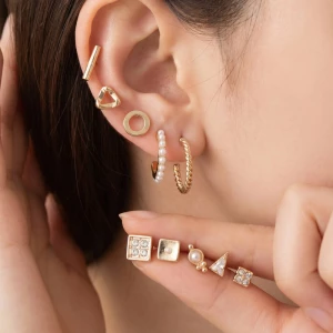 Geometric Multi Style Mixed Earring Set