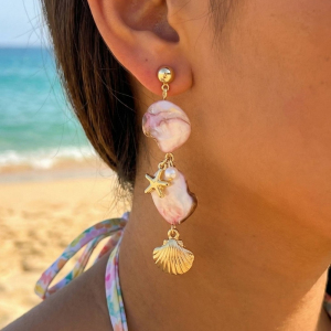 Pearl And Sea Charms Drop Earrings