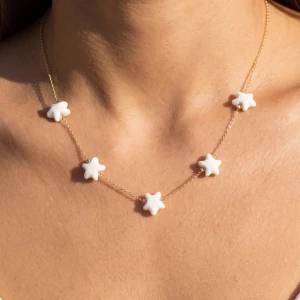 Ceramic Starfish Station Chain Necklace