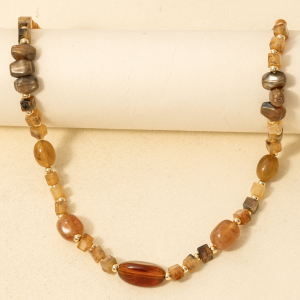 Mixed Irregular Amber Resin Beaded Necklace