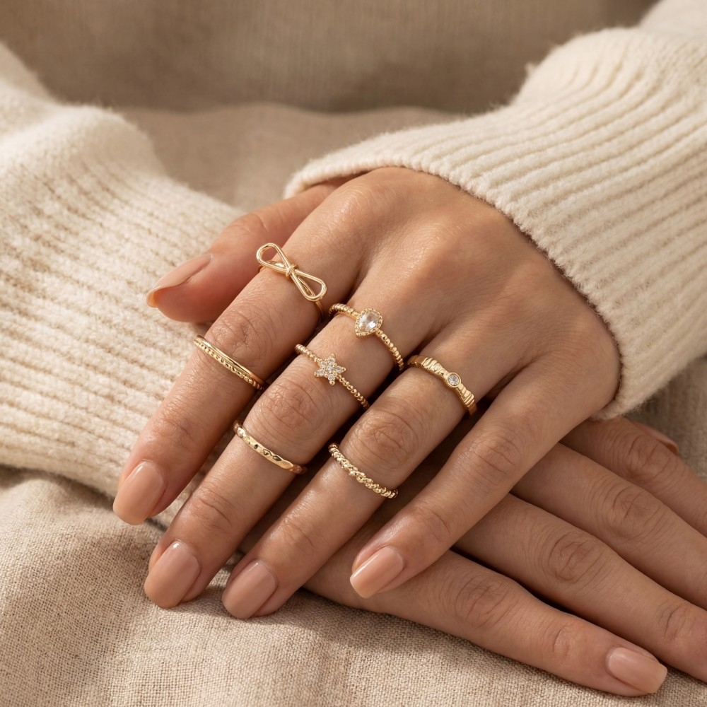 Seven Piece Assorted Rings Set