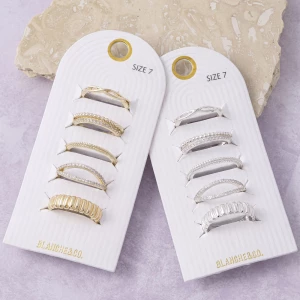 Twist Pave Cz Ribbed Dome Six Piece Ring Set
