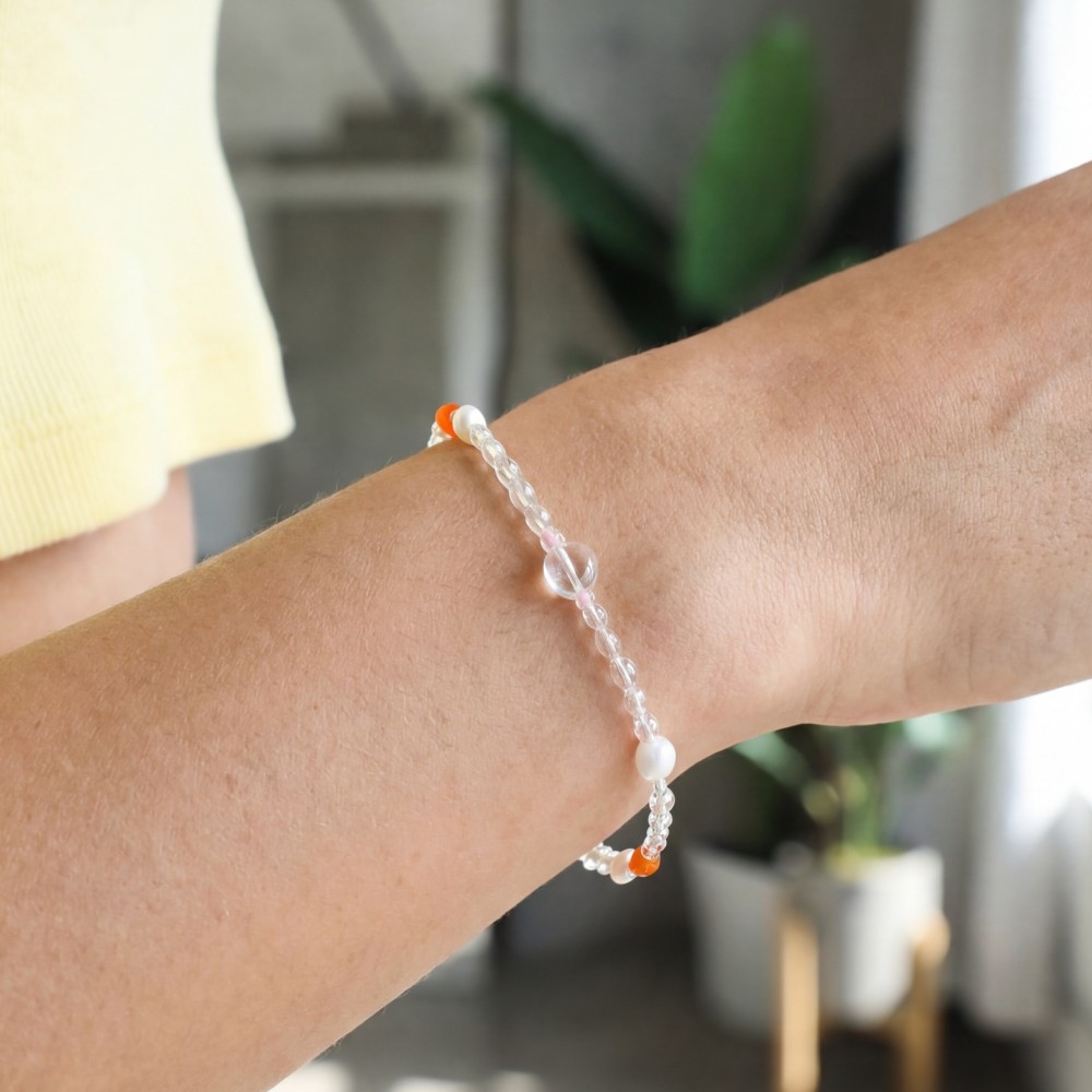 Glass Bead With Pearls Bracelet