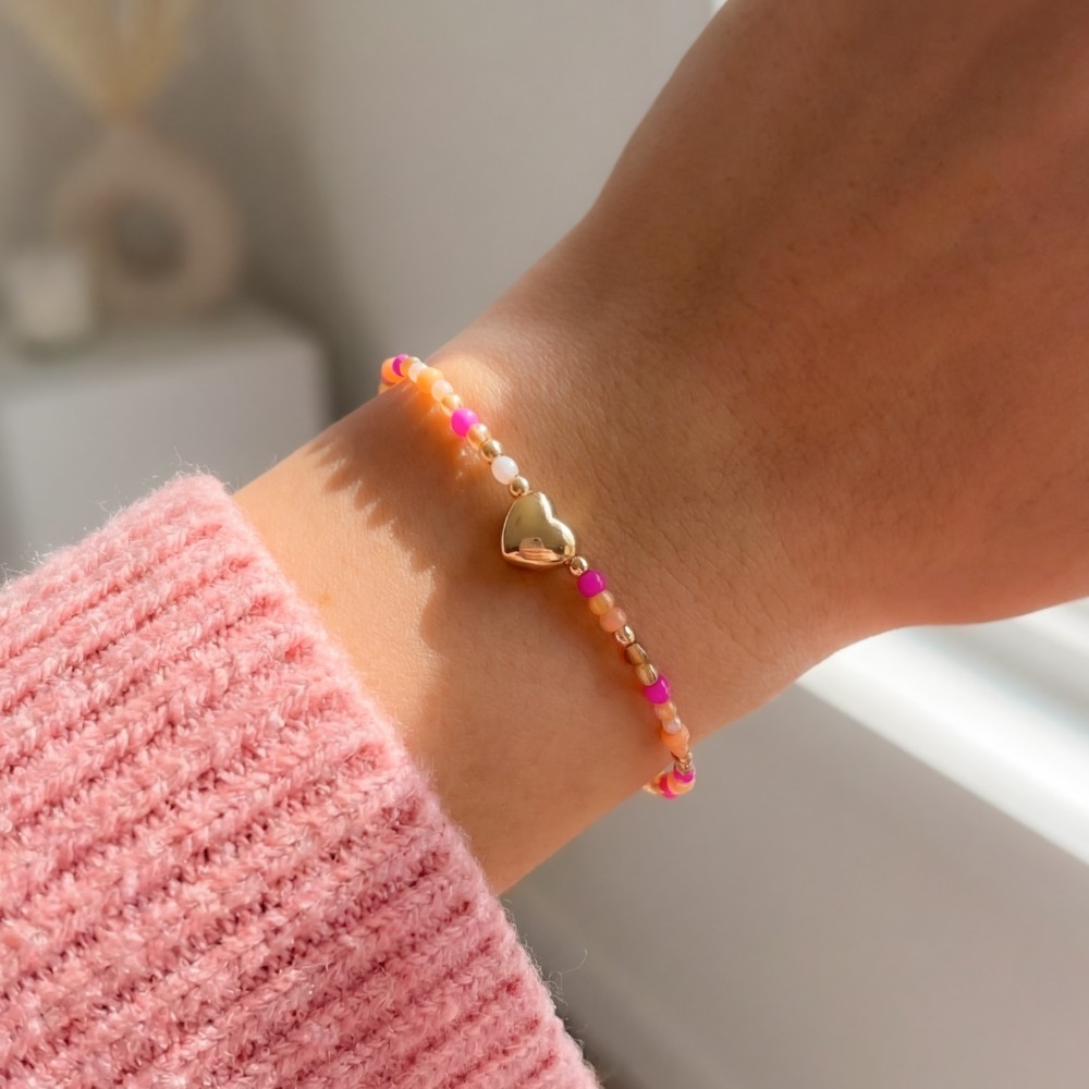 Beaded Heart Charm Bracelet