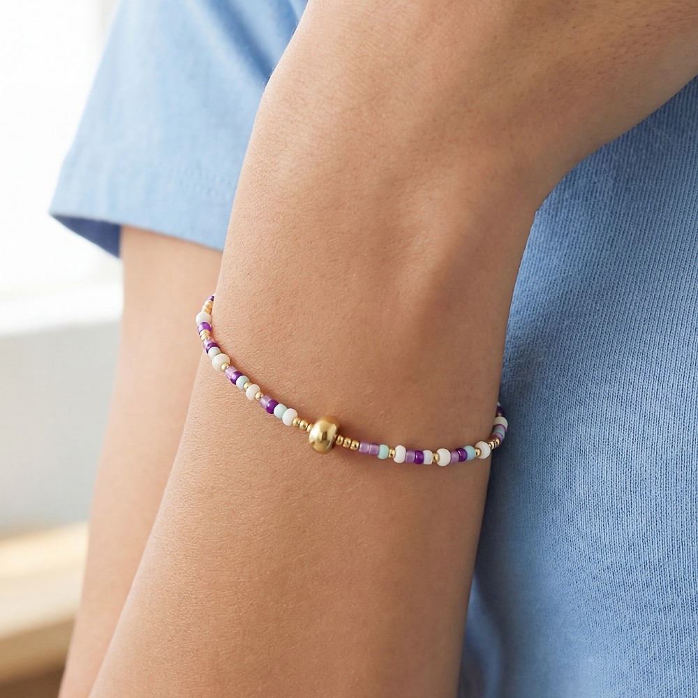 Stainless Steel With Glass Beads Bracelet