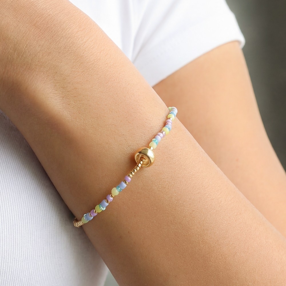 Stainless Steel And Glass Beads Mixed Bracelet