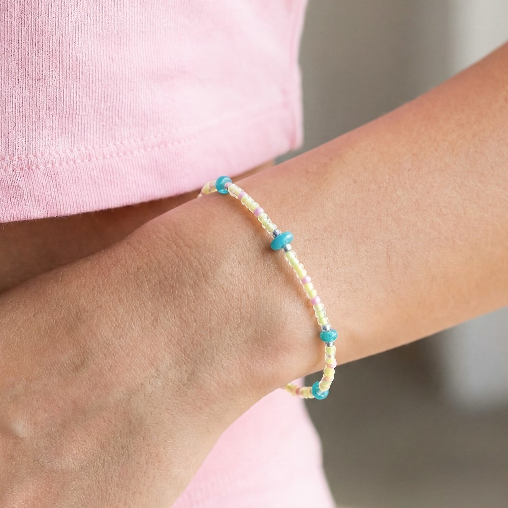 Clear Glass Beads With Opal Bracelet