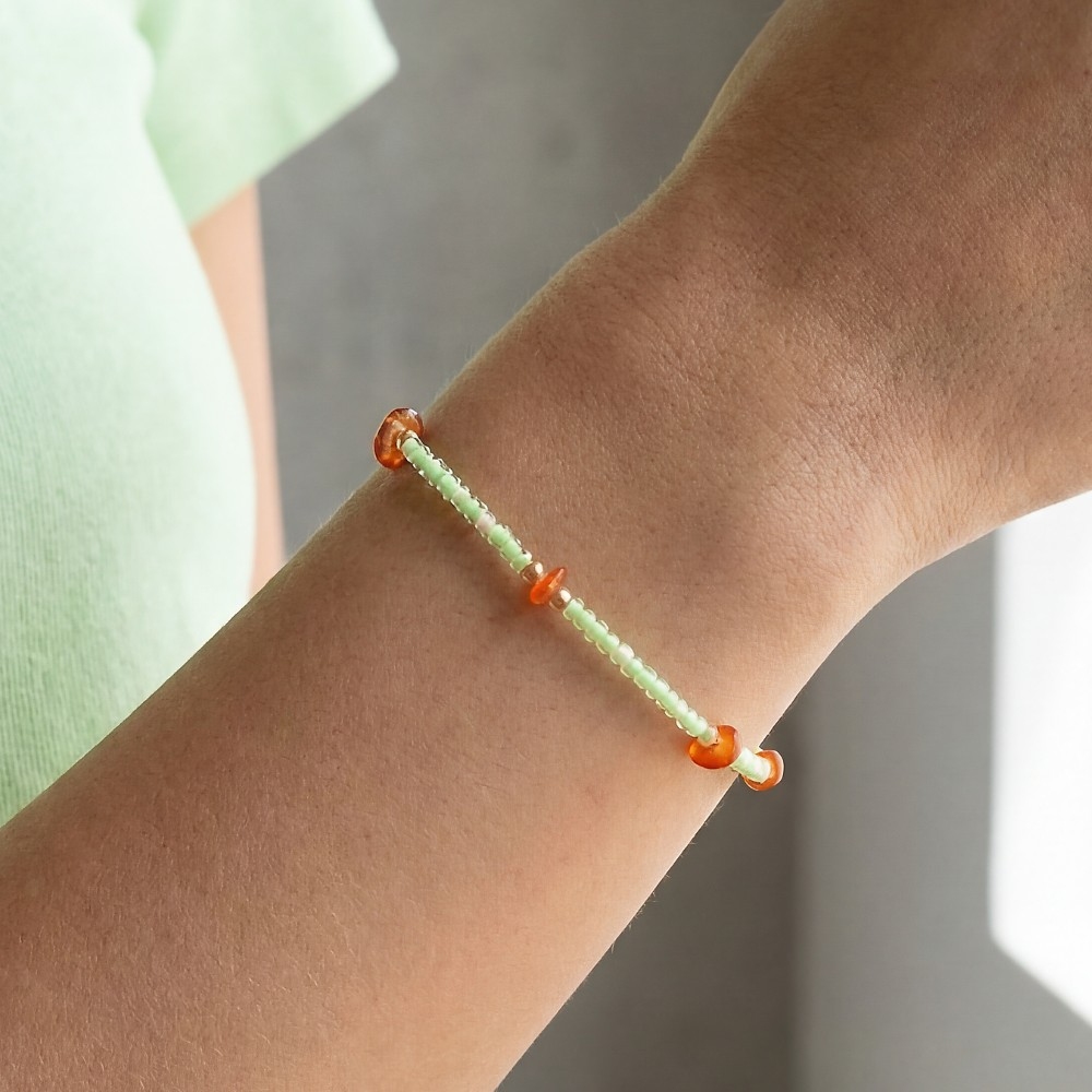 Assorted Glass Beads With Opal Stone Bracelet