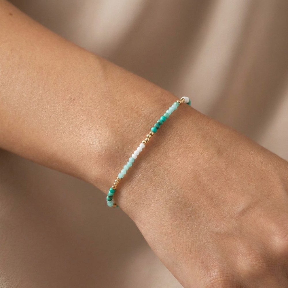 Mixed Beaded Pattern Elastic Bracelet