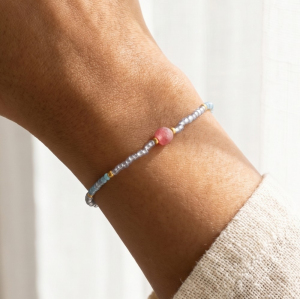 Seed Bead Stone Accent Stretch Bracelet