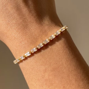 Horizontal Baguette Cz Bar Slider Bracelet