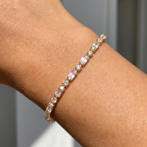 Alternating Baguette And Round Cz Tennis Bracelet