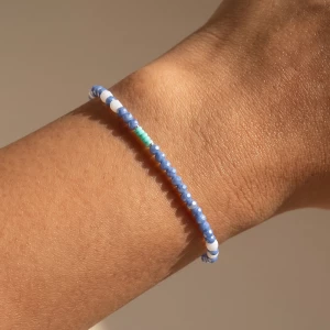 Faceted Glass And Seed Bead Stretch Bracelet