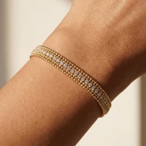 Beaded Border Crystal Band Bracelet