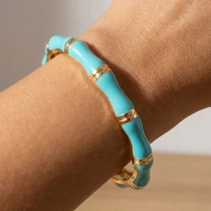 Enamel Bamboo Hinge Bangle Bracelet