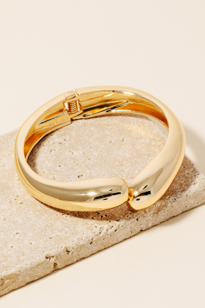 Rounded Edge Metallic Hinge Bangle Bracelet