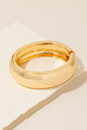 Wide Beveled Hinge Bangle Bracelet