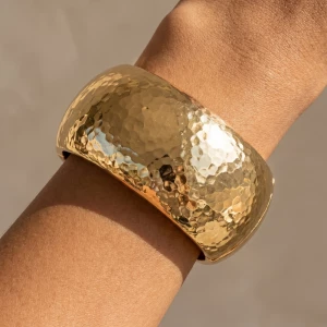 Hammered Dome Statement Bangle Bracelet