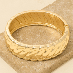 Intricate Woven Texture Hinge Bangle Bracelet