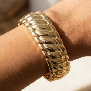 Intricate Woven Texture Hinge Bangle Bracelet