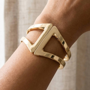 Gold Dipped Wide Hinge Bangle Bracelet Set