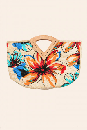 Floral Printed Jute Rectangle Tote Bag