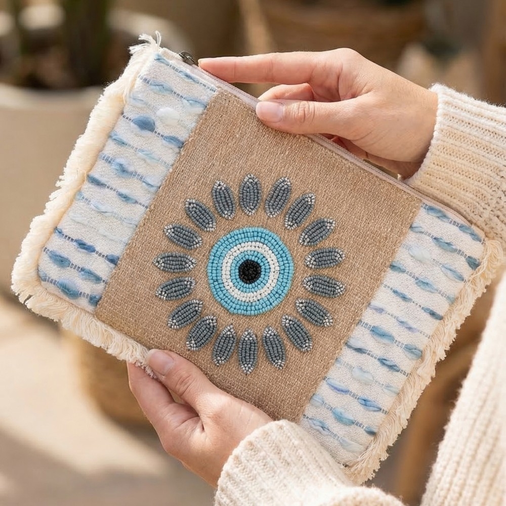 Evil Eye Tassel Fringe Cosmetic Bag