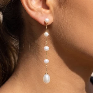 18K Gold Dipped Pearl Cascade Drop Earrings