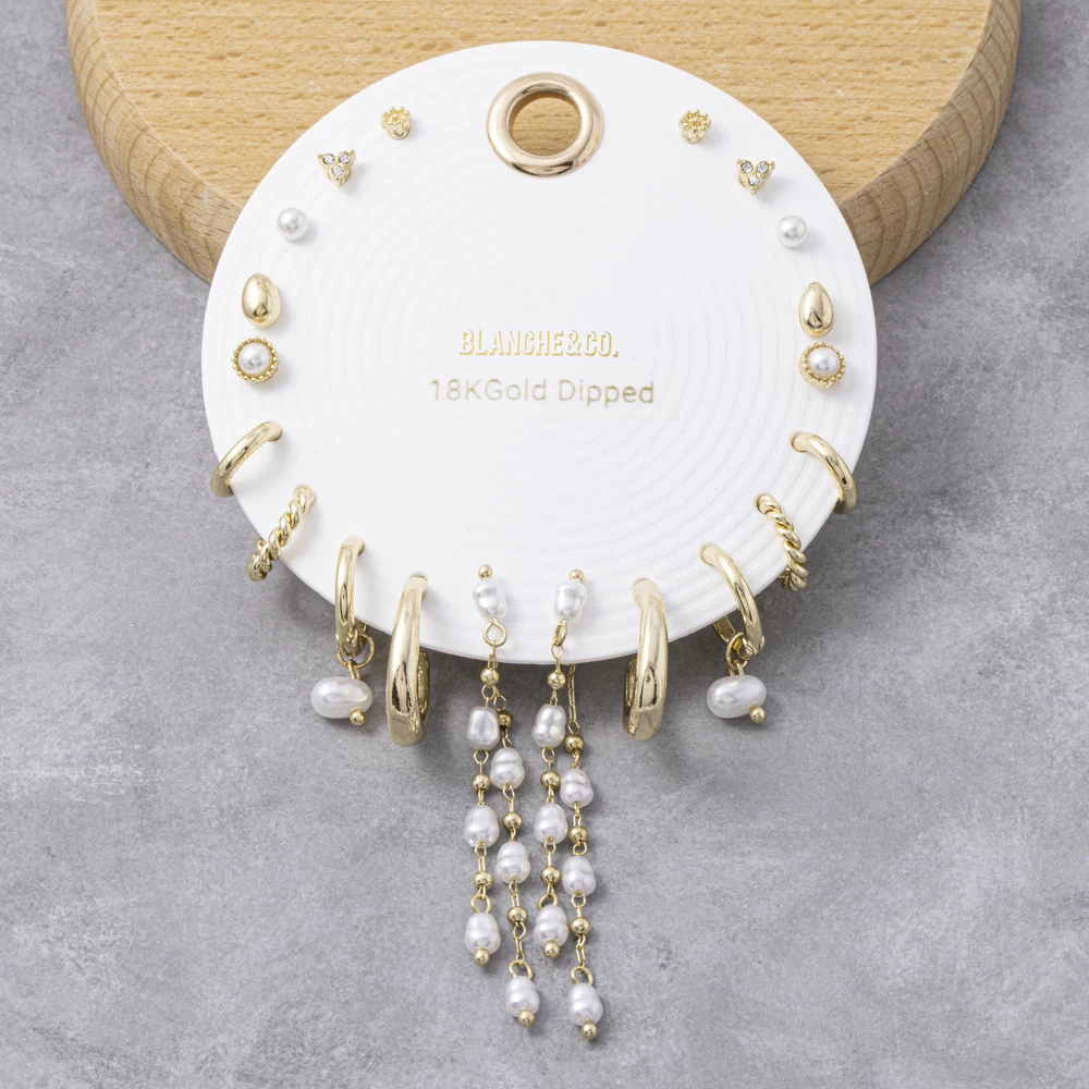18K Gold Dipped Pearl Stud And Hoop Earring Set