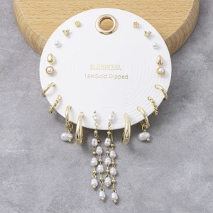 18K Gold Dipped Pearl Stud And Hoop Earring Set