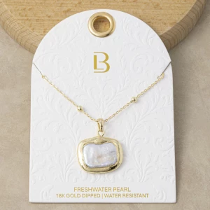 18K Gold Dipped Baroque Pearl Pendant Necklace