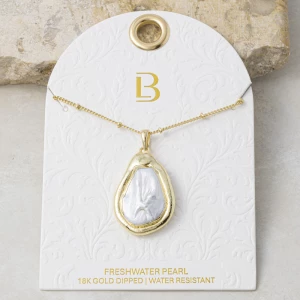 18K Gold Dipped Teardrop Pearl Pendant Necklace