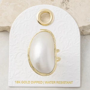 18K Gold Dipped Mother Of Pearl Statement Ring
