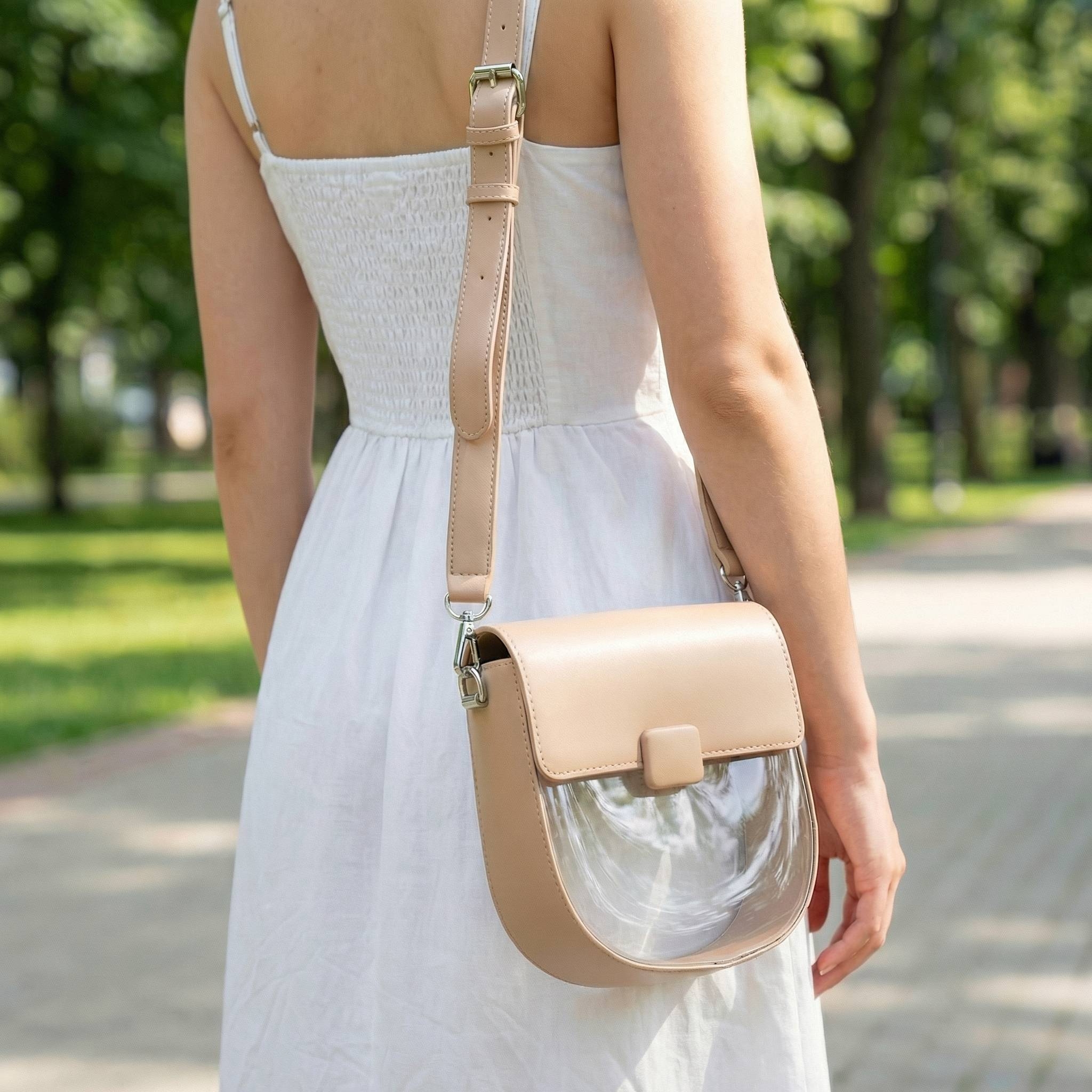 Faux Leather Clear See Through Crossbody Bag