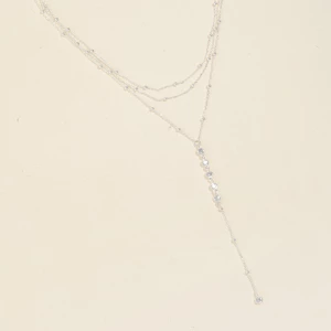 Dainty Layered Cz Station Lariat Necklace