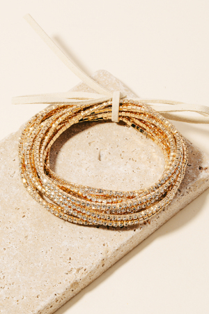 Rhinestone Pave Elastic Bracelet Set