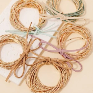 Rhinestone Pave Elastic Bracelet Set