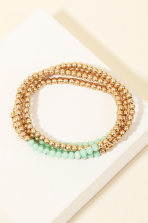 Layered Metallic Beaded Bracelet Set