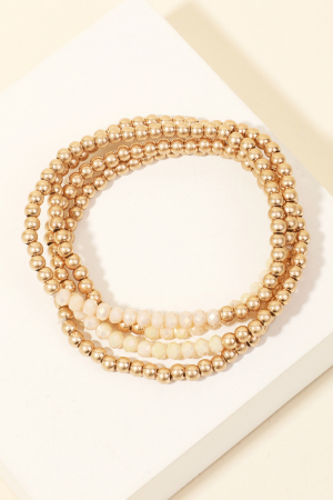 Layered Metallic Beaded Bracelet Set
