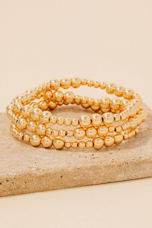 Simple Metallic Beaded Bracelet Set