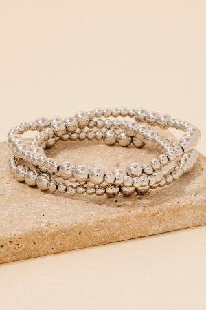 Simple Metallic Beaded Bracelet Set