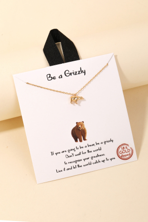 Gold Dipped Bear Pendant Necklace