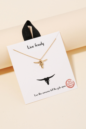 Gold Dipped Bull Head Pendant Necklace