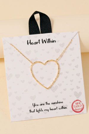 Gold Dipped Warped Heart Pendant Necklace