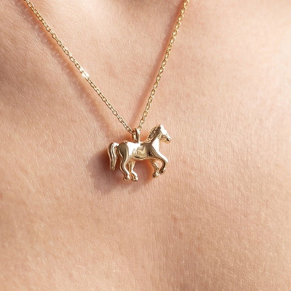 Gold Dipped Horse Pendant Necklace